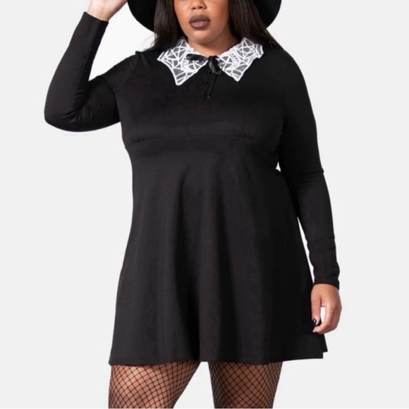 Killstar Charmed School Dress Black White Lace Collar Wednesday Addams Size XXL - Picture 12 of 12